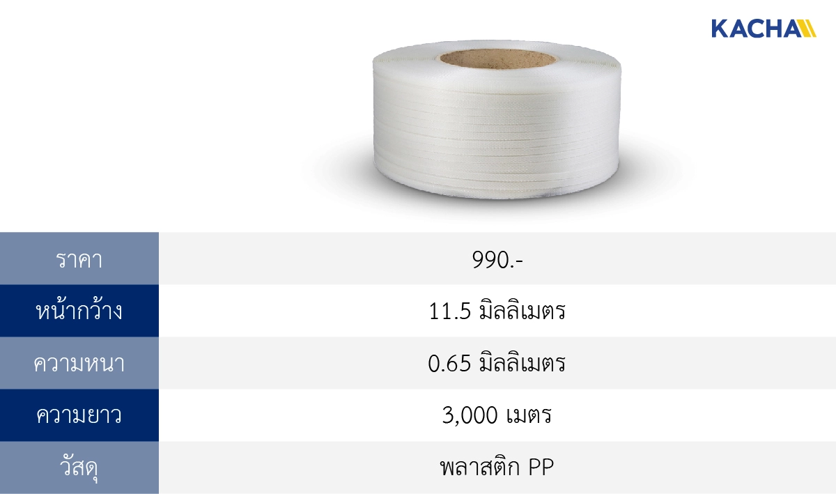 ตารางสเปคสินค้า สายรัดกล่อง