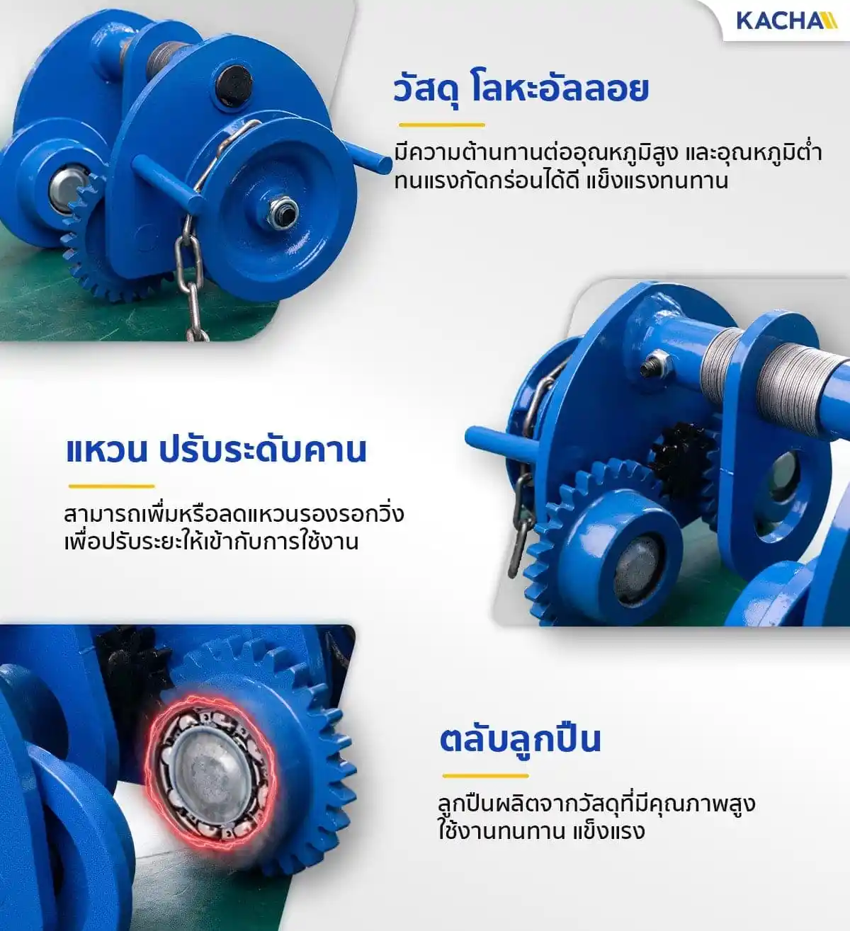 Feature Running Hoist with Gear Blue