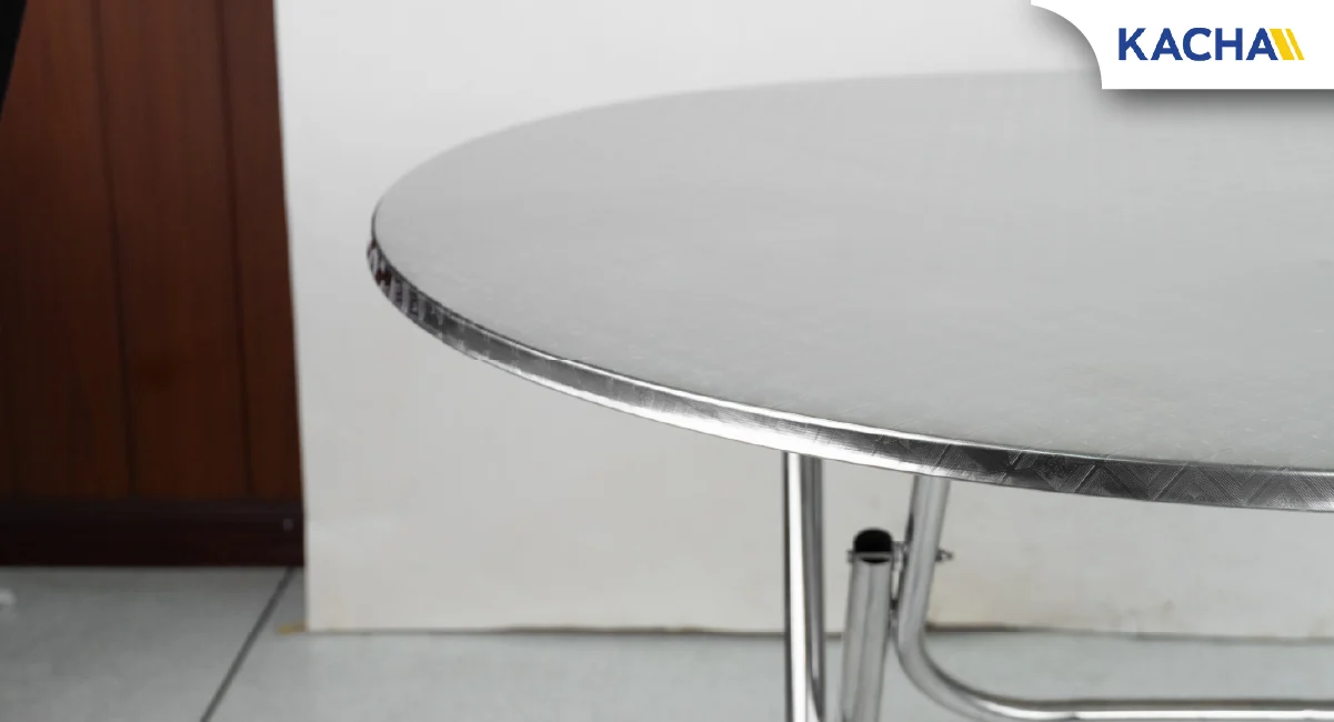 SS-RT real product02-100 โต๊ะกลมสแตนเลส พับได้ สวย รีวิวจริง