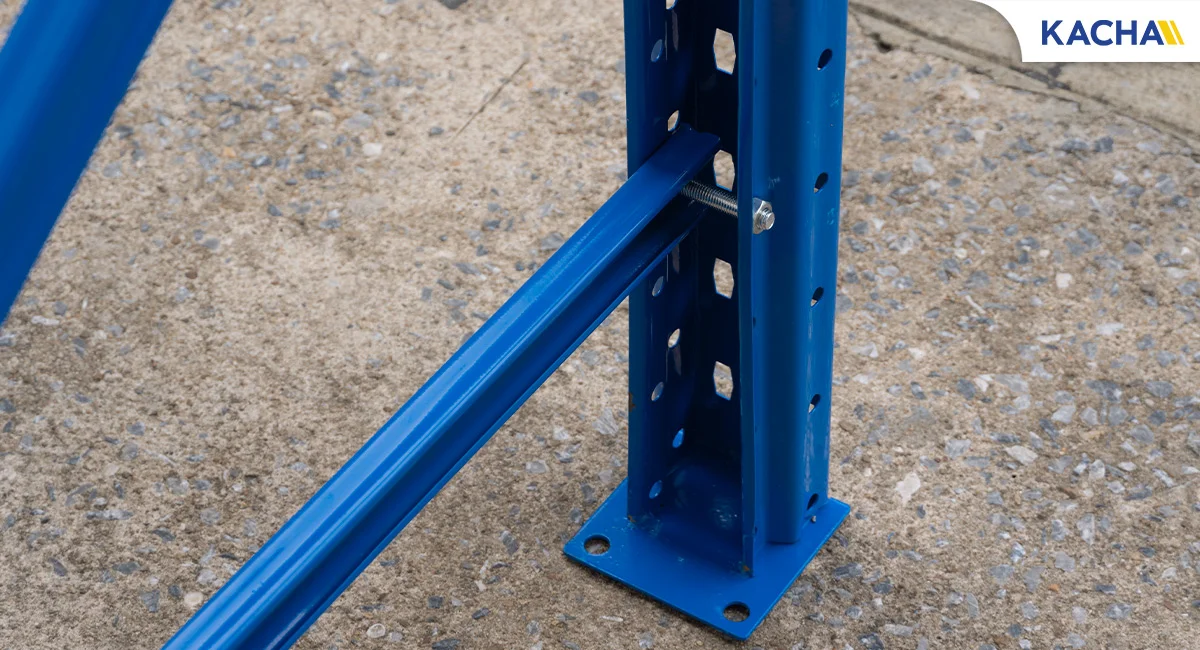 ภาพสินค้าจริง 04 เสาพาเลท ส่วนเสริมต่อชั้นวางอุตสาหกรรม