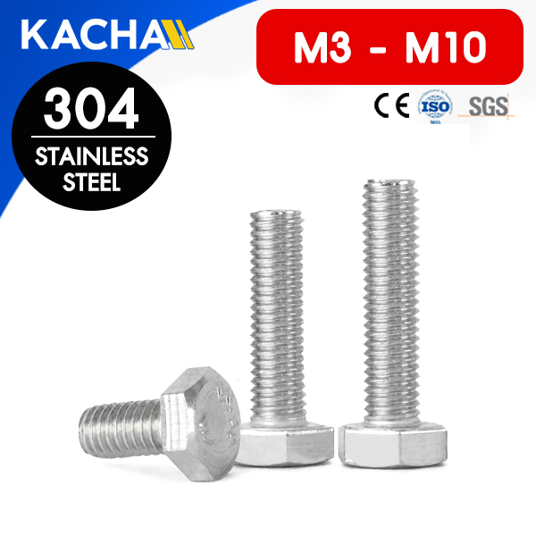 น็อตหัวหกเหลี่ยม สกรูหัวหกเหลี่ยม เกลียวมิล (Metric Hex Bolt) วัสดุ: สแตนเลส 304 | ขนาด M3, M4, M5, M6, M8, M10 | ความยาว: 6-150 มม. | จำหน่ายราคาต่อตัว