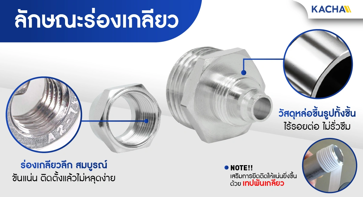 ข้อต่อลมแบบขันอัดเกลียวนอก ขนาด 5 มม. ร่องเกลียวแน่น มาตรฐานอุตสาหกรรม