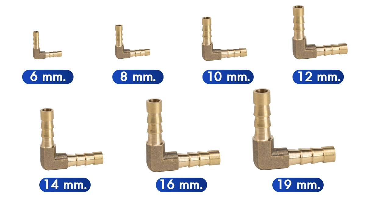 ภาพเปรียบเทียบขนาด ข้อต่อทองเหลือง ตัว L