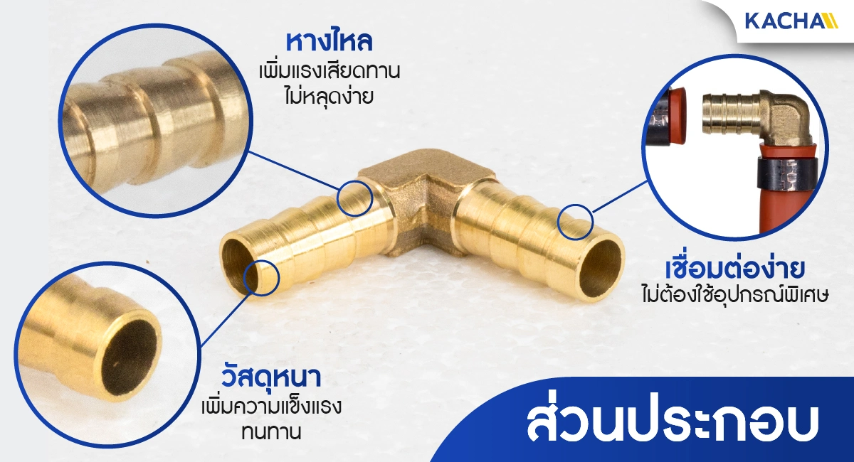 ส่วนประกอบ ตัว L วัสดุทองเหลือง 
