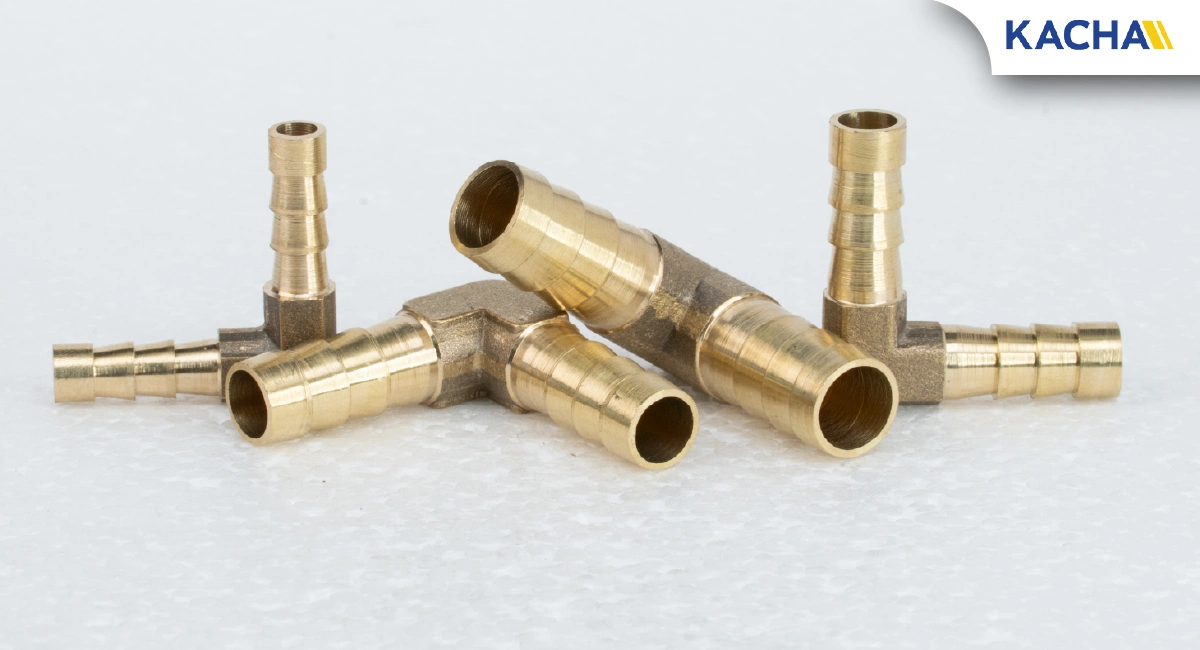 ภาพสินค้าจริง 01 ข้อต่อทองเหลือง ตัว L ข้อต่อสองทางหางไหล