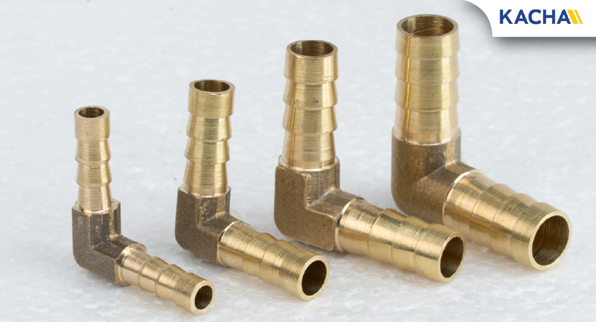 ภาพสินค้าจริง 03 ข้อต่อทองเหลือง ตัว L ข้อต่อสองทางหางไหล