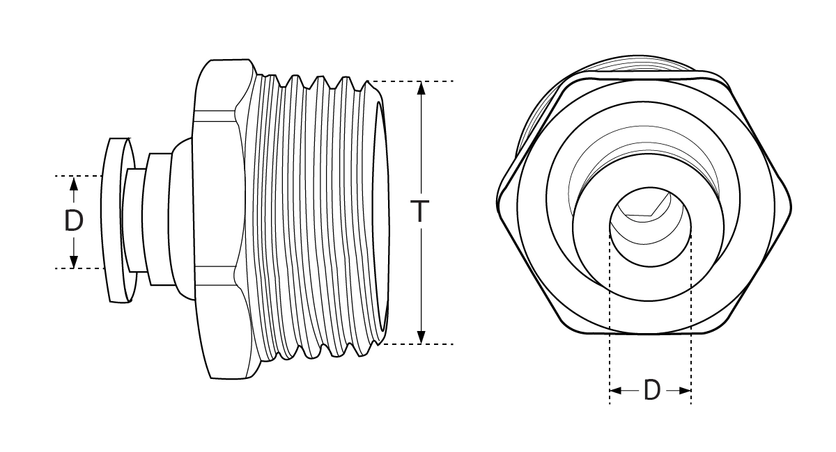 ไดอะแกรมแสดงรายละเอียดสินค้า ข้อต่อลม ฟิตติ้งลม เกลียวนอก