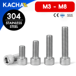 สกรูหัวจมหกเหลี่ยม น็อตหัวจมหกเหลี่ยม เกลียวมิล สแตนเลส 304 (M3-M8)