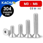 สกรูหัวจมเตเปอร์ น็อตหัวจมหกเหลี่ยม เกลียวมิล สแตนเลส 304 (M3-M6)