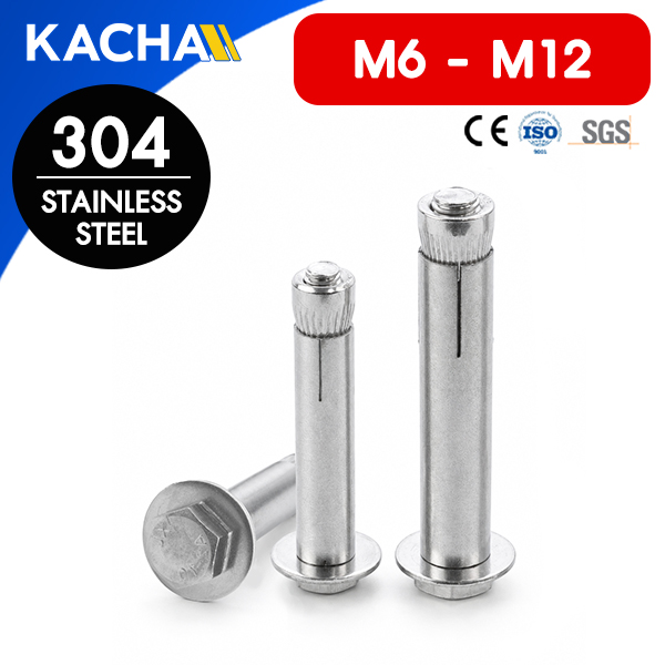 พุกสแตนเลส 304 พุกหัวหกเหลี่ยม แหวนอีแปะ (M6-M12)