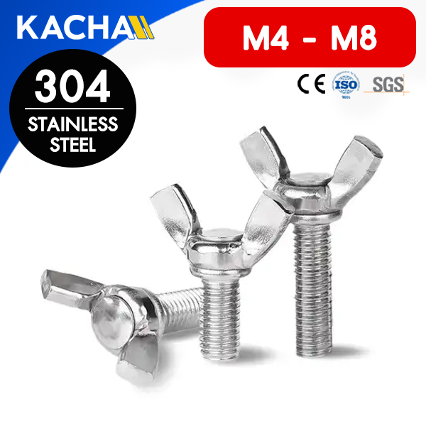 น็อตหางปลา สกรูหางปลา เกลียวมิล (Wing Screw) วัสดุ: สแตนเลส 304 | ขนาด M4, M5, M6, M8 | ความยาว: 8-50 มม. | จำหน่ายราคาต่อตัว