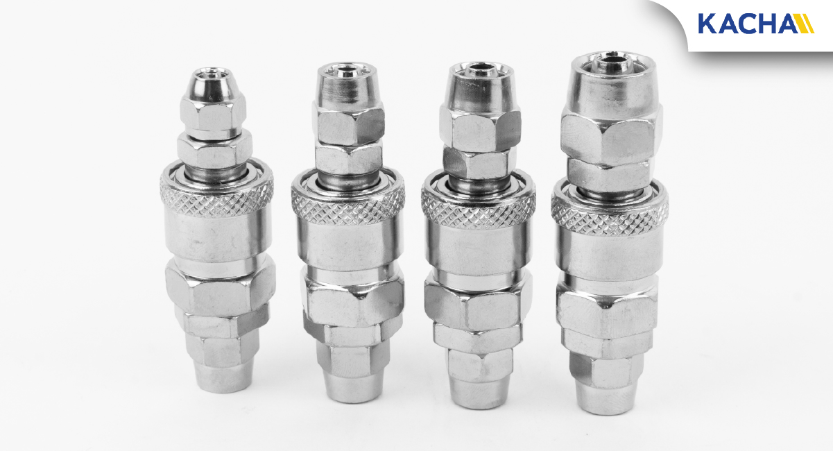 ภาพสินค้าจริง ข้อต่อคอปเปอร์ คอปเปอร์ลม แบบขันอัด PP+SP ขนาดรูใน 6, 8, 10, 12 มม.