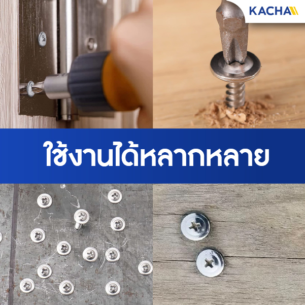 สกรูปลายสว่าน หัวเวเฟอร์ แฉก P+ เบอร์ 8 ใช้งานได้หลากหลาย