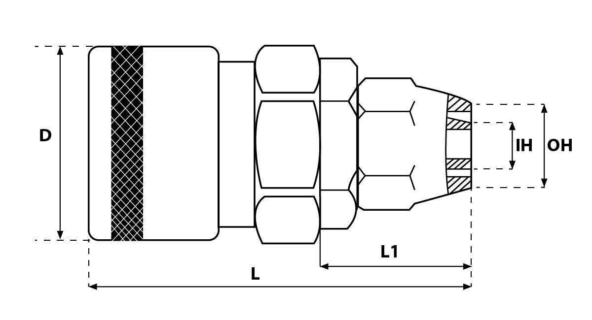 รายละเอียด ข้อต่อคอปเปอร์ คอปเปอร์ลม แบบขันอัด PP+SP ขนาดรูใน 6, 8, 10, 12 มม.