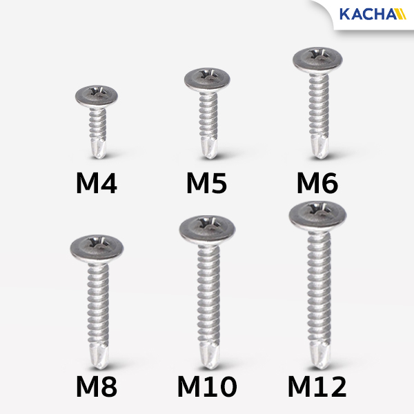 เทียบขนาด สกรูปลายสว่าน หัวเวเฟอร์ แฉก P+ เบอร์ 8