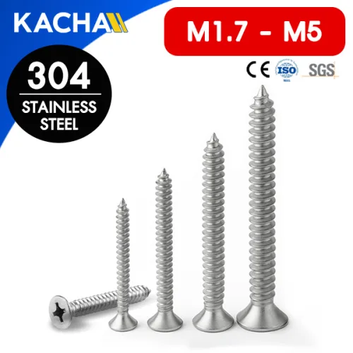 สกรูเกลียวปล่อย หัวเตเปอร์ สแตนเลส 304 ขนาด M1.7/M2/M3/M4/M5
