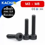สกรูหัวจมหกเหลี่ยม สกรูหัวจมดํา เกรด 12.9 (Black Hex Socket Head Cap Screw) วัสดุ: เหล็กดำ | ขนาด M3, M4, M5, M6, M8 | ความยาว: 4-80 มม. | จำหน่ายราคาต่อตัว