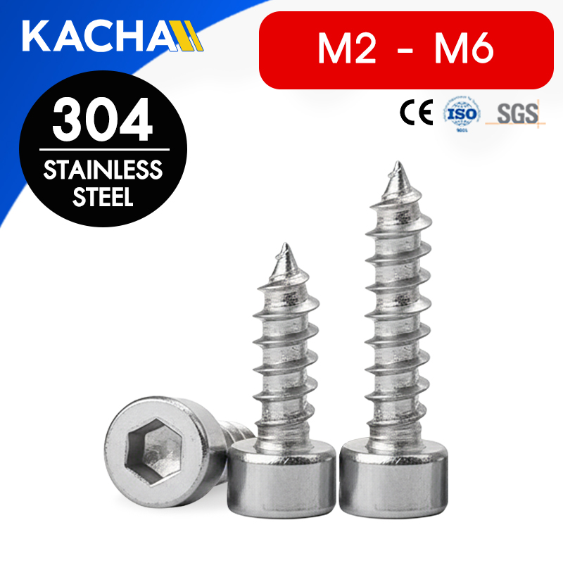สกรูหัวจมหกเหลี่ยม เกลียวปล่อย (Self-tapping Screw Hex Socket Countersunk Head) วัสดุ: สแตนเลส 304 | ขนาด M2, M2.6, M3, M4, M6 | ความยาว: 5-35 มม. | จำหน่ายราคาต่อตัว