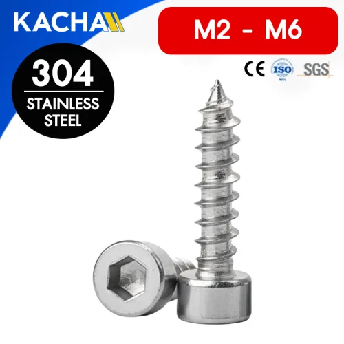 สกรูหัวจมหกเหลี่ยม เกลียวปล่อย สแตนเลส 304 ขนาด M2-M6