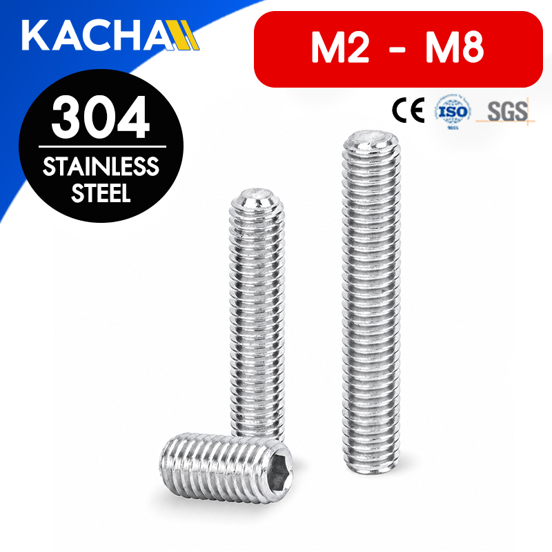สกรูตัวหนอน หกเหลี่ยม (Hex Socket Set Screw) วัสดุ: สแตนเลส 304 | ขนาด M2, M2.5, M3, M4, M5, M6, M8 | ความยาว: 3-50 มม. | จำหน่ายราคาต่อตัว