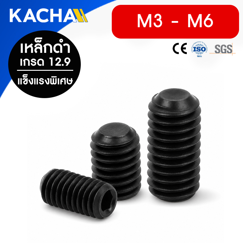 สกรูตัวหนอน สกรูหัวจมหกเหลี่ยม เกรด 12.9 (Coarse Thread Screw Hex Socket Countersunk Head) วัสดุ: เหล็กดำ | ขนาด M3, M4, M5, M6 | ความยาว: 3-20 มม. | จำหน่ายราคาต่อตัว