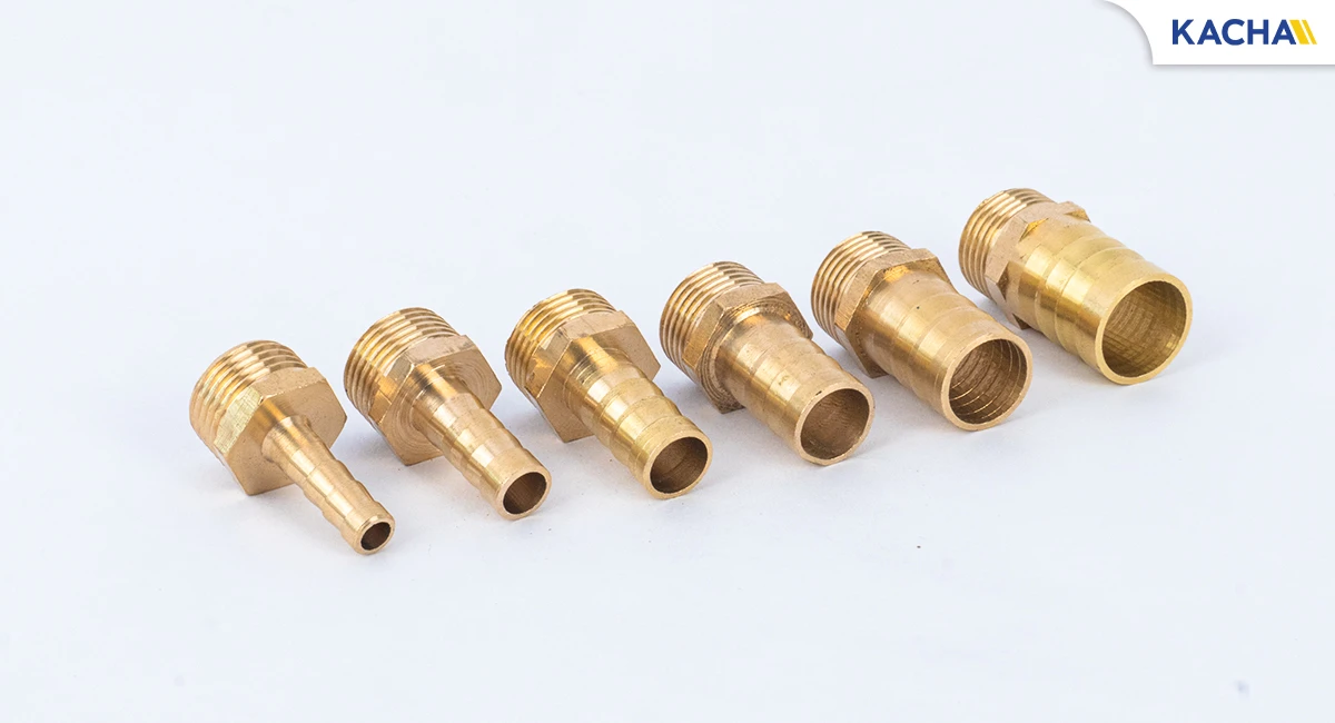 ภาพสินค้าจริง 02 ข้อต่อหางปลาไหล ข้อต่อทองเหลืองเกลียวนอก ขนาด 1-4 หุน