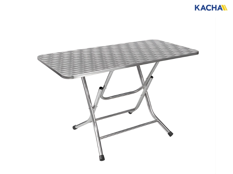 โต๊ะพับสแตนเลส แบบปีกนก 201 (ปั้มลาย)