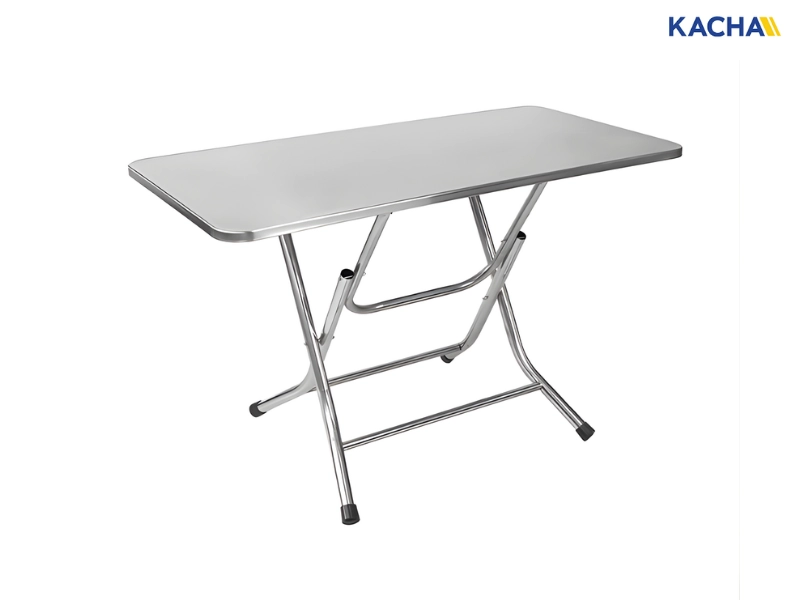 โต๊ะพับสแตนเลส แบบปีกนก 201 (ปัดด้าน)