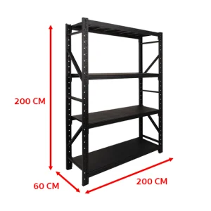 ชั้นวางของเหล็ก 200 x 60 x 200 cm สีดำ