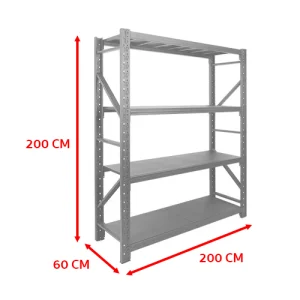 ชั้นวางของเหล็ก 200 x 60 x 200 cm สีเทา