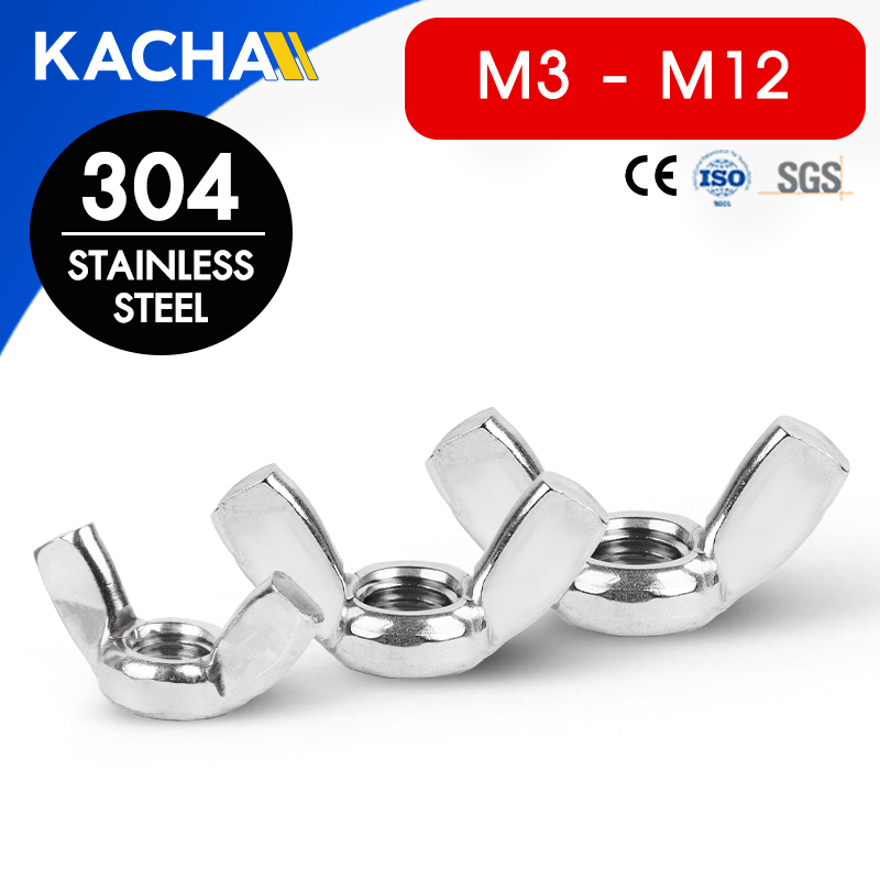 น็อตหางปลา หัวน็อตตัวเมีย ปีกสี่เหลี่ยม สแตนเลส 304 ขนาด M3-M12