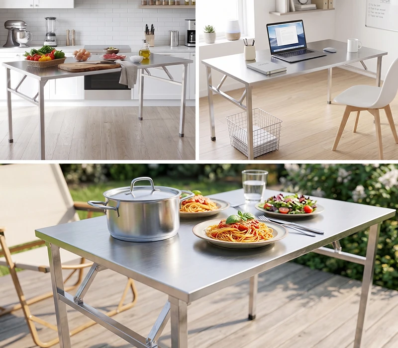 คุณสมบัติ โต๊ะสแตนเลส KACHA ทนทาน ใช้งานได้อเนกประสงค์