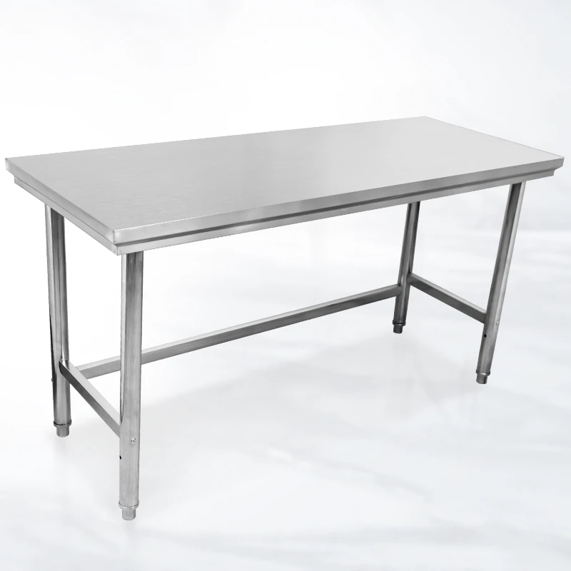 โต๊ะเตรียมอาหารสแตนเลส เสริมแผ่นไม้