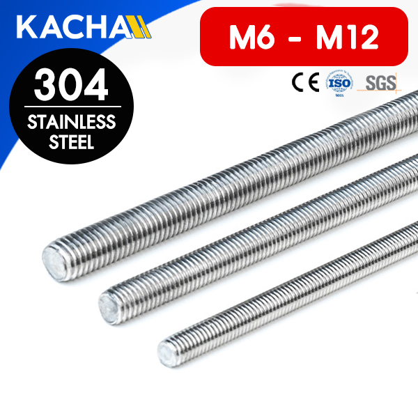 สตัดเกลียว สตัดโบลท์ สแตนเลส 304 ความยาว 1 เมตร ขนาด M6, M8, M10, M12