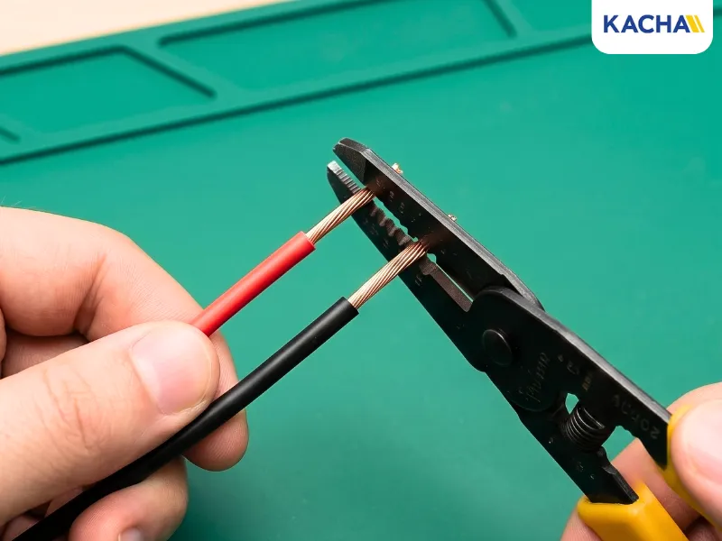 การใช้ปลอกบัดกรีสายไฟ ขั้นตอนที่ 1 ปอกสายไฟ การใช้ปลอกบัดกรีสายไฟ ขั้นตอนที่ 1 ปอกสายไฟ