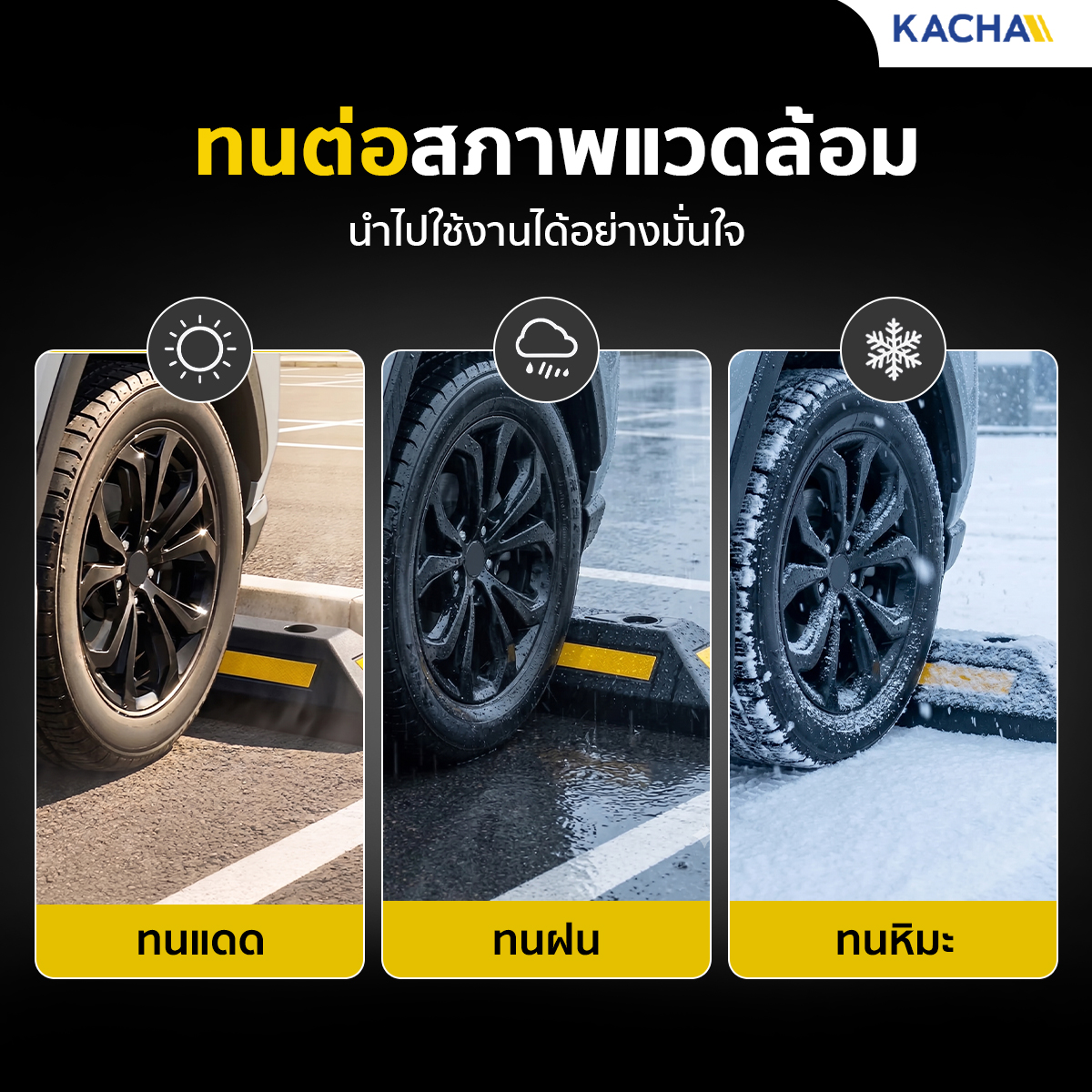 ยางกั้นล้อรถยนต์ ยางห้ามล้อ ทนแดด ทนฝน ใช้ได้ทั้งในร่มและกลางแจ้ง