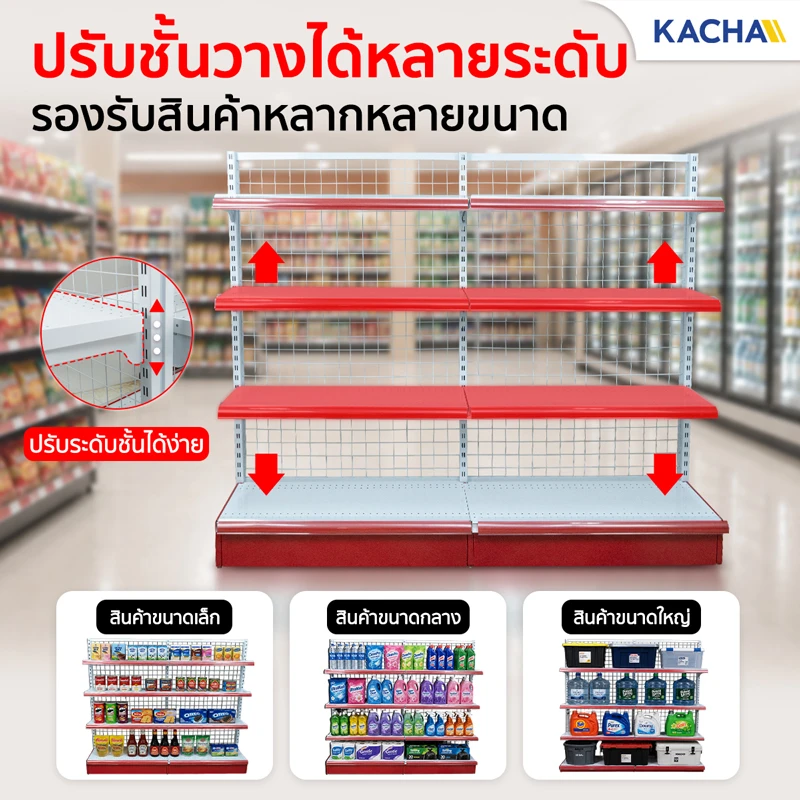 ชั้นวางสินค้า ชั้นวางของมินิมาร์ท ปรับระดับชั้นได้ รองรับสินค้าหลากหลายขนาด