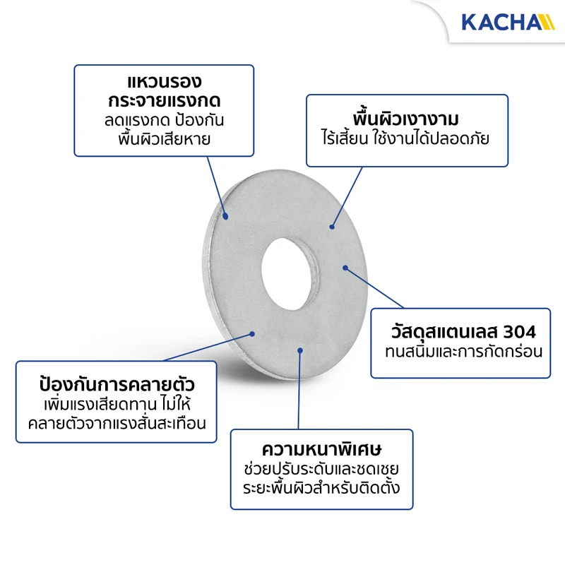 คุณสมบัติ แหวนอีแปะ แหวนรองน็อต (แบบหนาพิเศษ) Kacha (Thailand)