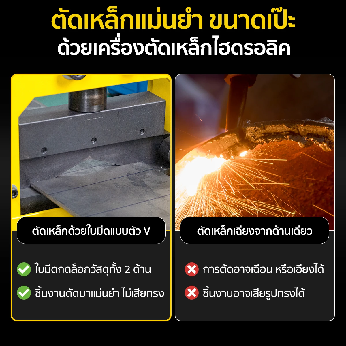 เครื่องตัดเหล็กไฮดรอลิค เครื่องตัดเหล็กแผ่น ดีไซน์ใบมีดรูปตัว V คว่ำ ตัดแม่นยำไม่เสียทรง เครื่องตัดเหล็กไฮดรอลิค เครื่องตัดเหล็กแผ่น ดีไซน์ใบมีดรูปตัว V คว่ำ ตัดแม่นยำไม่เสียทรง