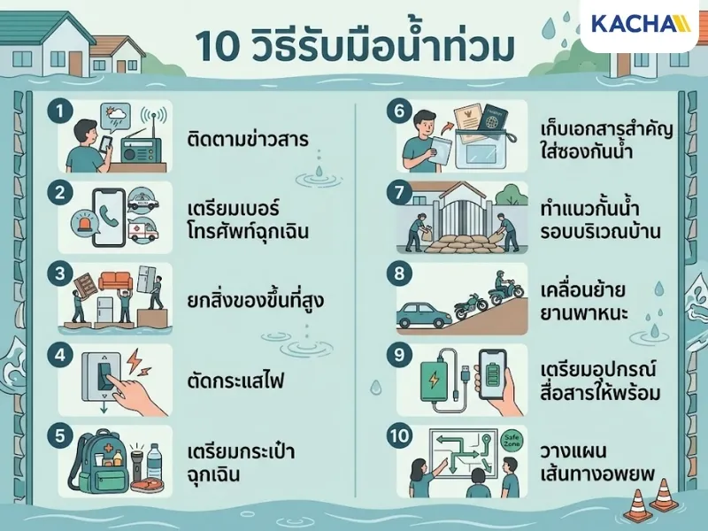 10 วิธีรับมือน้ำท่วม ต้องเตรียมตัวอย่างไรบ้าง 10 วิธีรับมือน้ำท่วม ต้องเตรียมตัวอย่างไรบ้าง