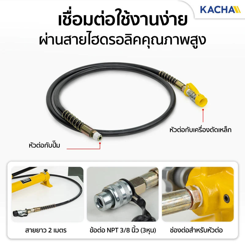 ปั๊มไฮดรอลิค มือโยก เชื่อมต่อง่าย ฟรี! สายไฮดรอลิค 2 เมตร 1 เส้น